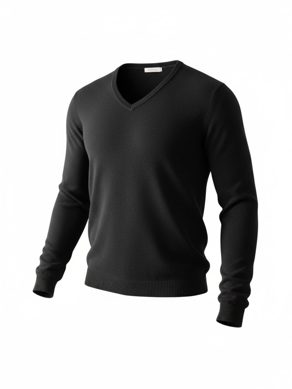 Men's V-Neck Sweater in Black — Classic Everyday Knit Cashmere